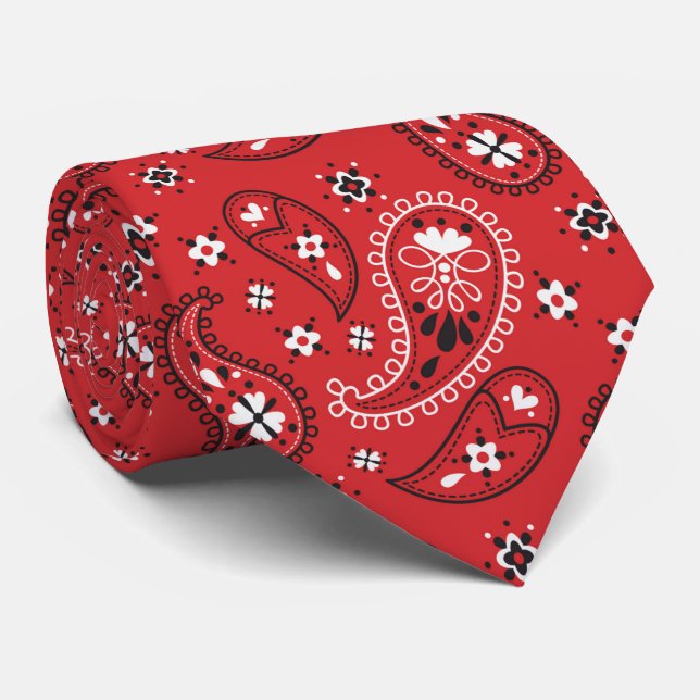 Corbata Red Bandana Handkerhead Paisley (Enrollado)