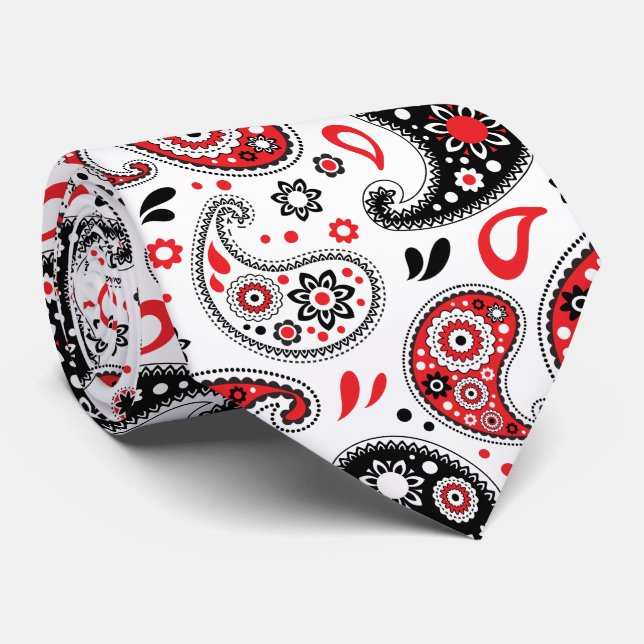 Corbata Red Bandana Paisley Country Western Christmas (Enrollado)