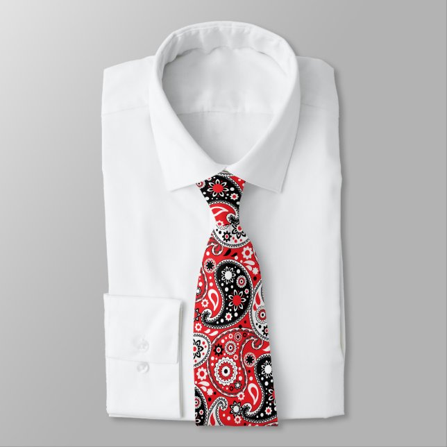 Corbata Red Bandana Paisley Elegant Country Western (Atado)