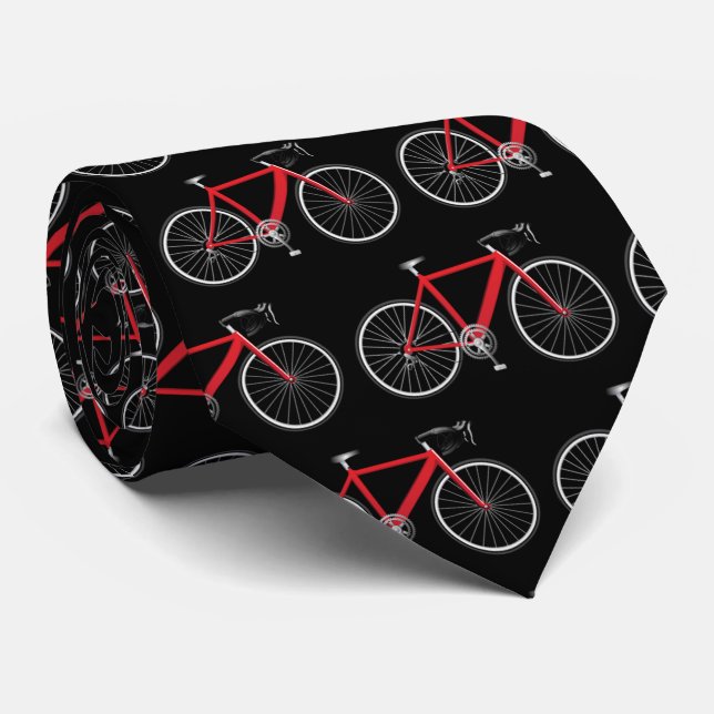 Corbata Red bicycle on black (Enrollado)