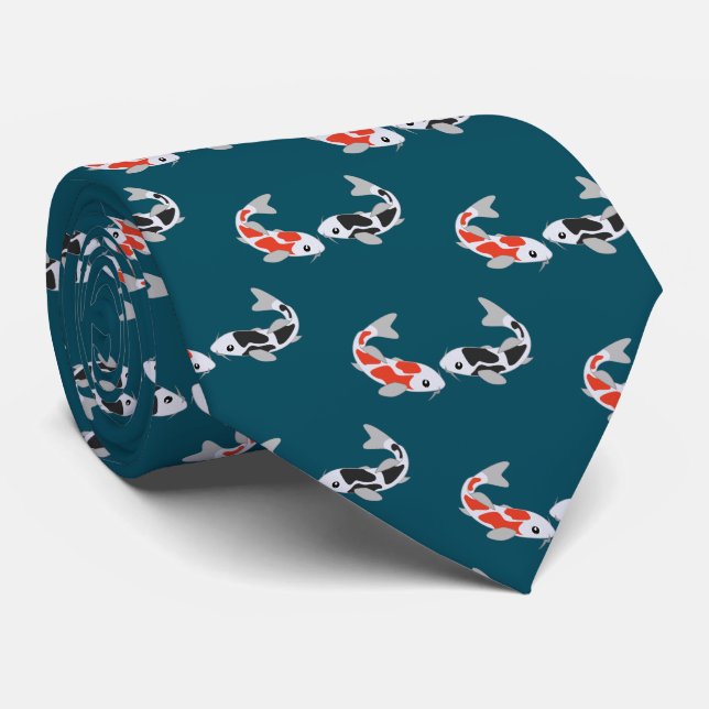 Corbata Red & Black Koi Fish Nece Tie (Enrollado)