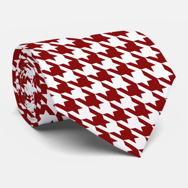 Corbata Red blanco Pied de Poule Houndstooth (Enrollado)