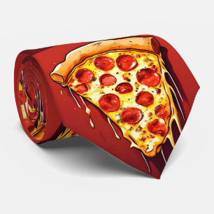 Corbata Red Dark Heavenly Pizza Slice Cuello