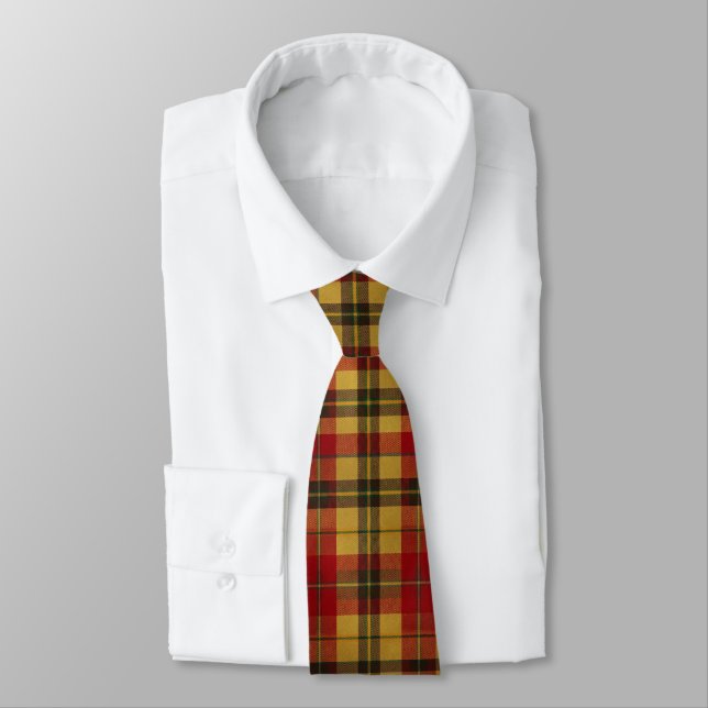 Corbata Red & Gold Tartan Plaid  (Atado)
