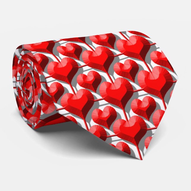 Corbata Red Heart Geometric Valentine's Day Pattern  (Enrollado)