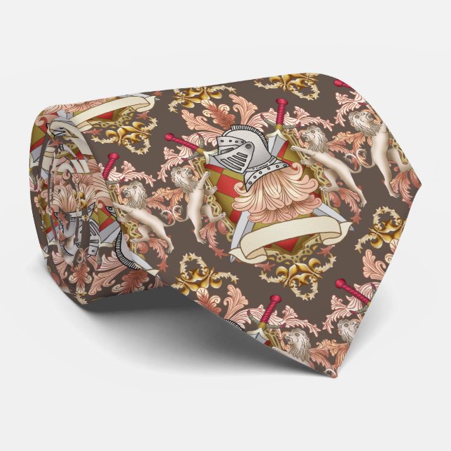 Corbata Red Knight Family Crest (Enrollado)