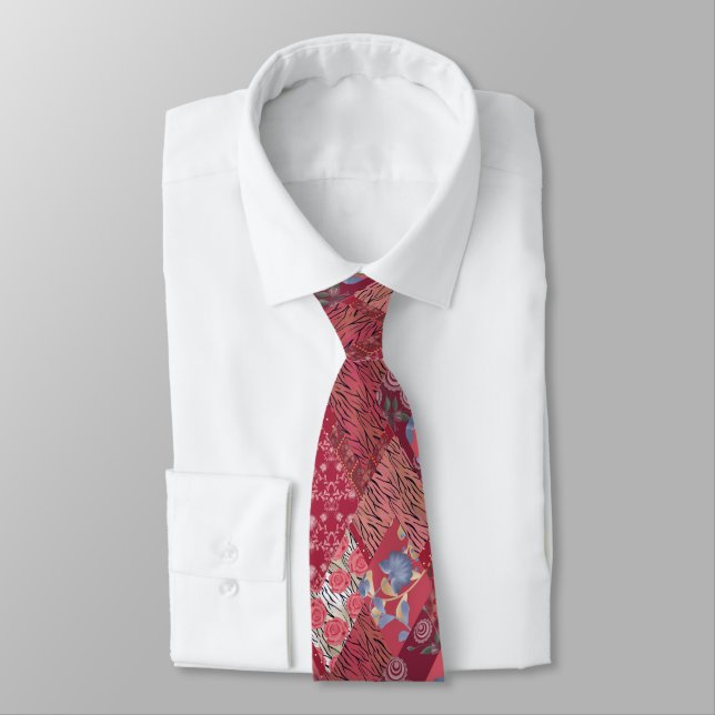 Corbata Red patchwork neck tie (Atado)