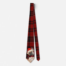 Red Plaid y un dulce Navidad de Bulldog francés