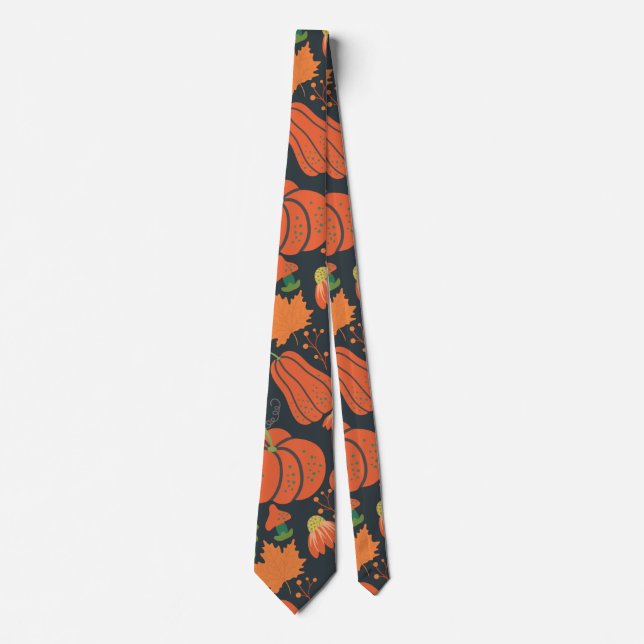 Corbata Red pumpkin seamless pattern and carrots (Anverso)