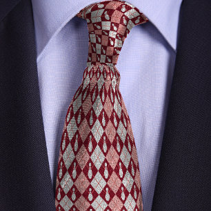 Corbata Red Retro Argyle Bowling Pin