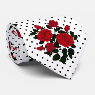 Corbata Red roses on a polka dot background.