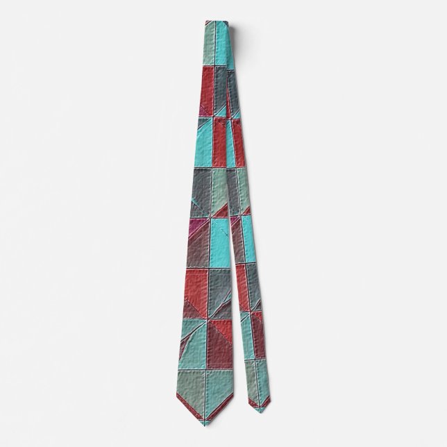 Corbata red, teal, purple, and gray quilt (Anverso)