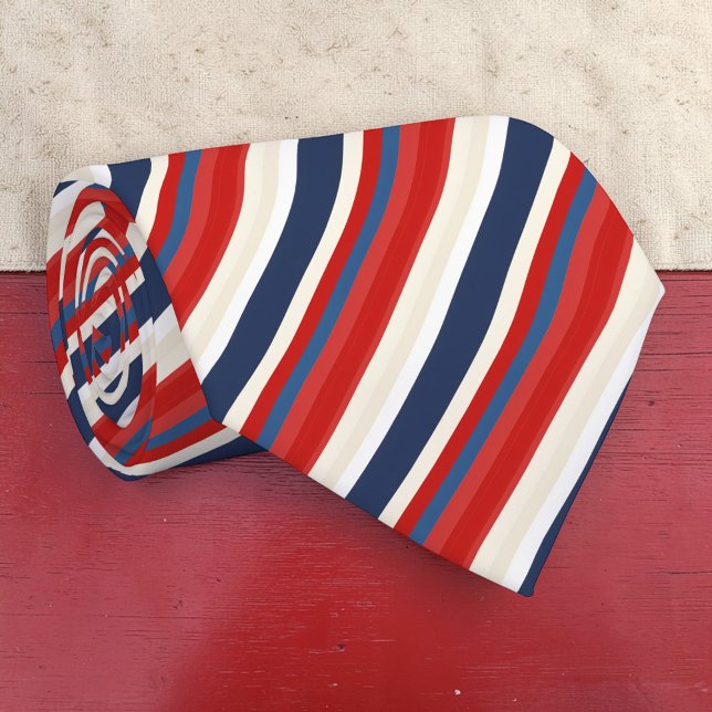 Corbata Red, White and Blue Striped Patriotic Necktie (Subido por el creador)