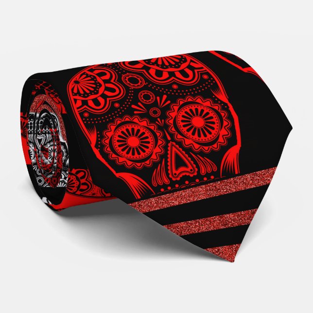 Corbata Red Y Black Skull (Enrollado)