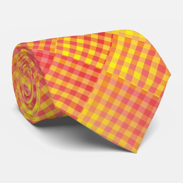 Corbata Red Yellow Checker Abstract Pattern (Enrollado)