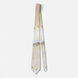 Corbata Reflejo De La Montaña Dorada De Invierno Del Sol E