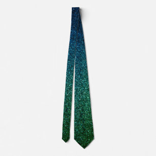 Corbata Regalo de arte azul con brillo verde para el día d