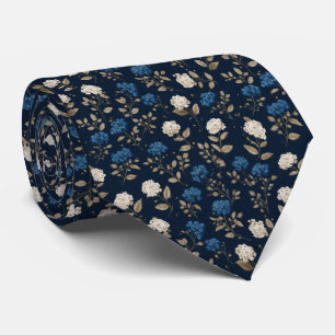 Corbata Regalo de boda floral botánico blanco azul para él