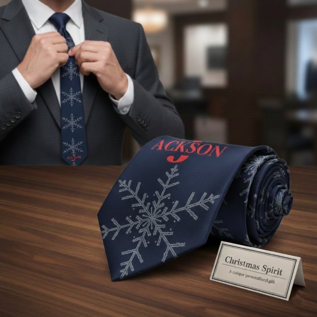 Corbata Regalo de Navidad de copo de nieve azul marino per (Subido por el creador)