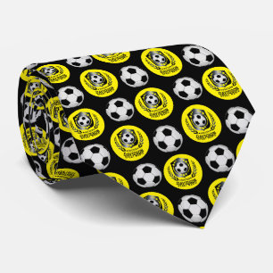 Corbata Regalo de nombre de fútbol personalizado amarillo 