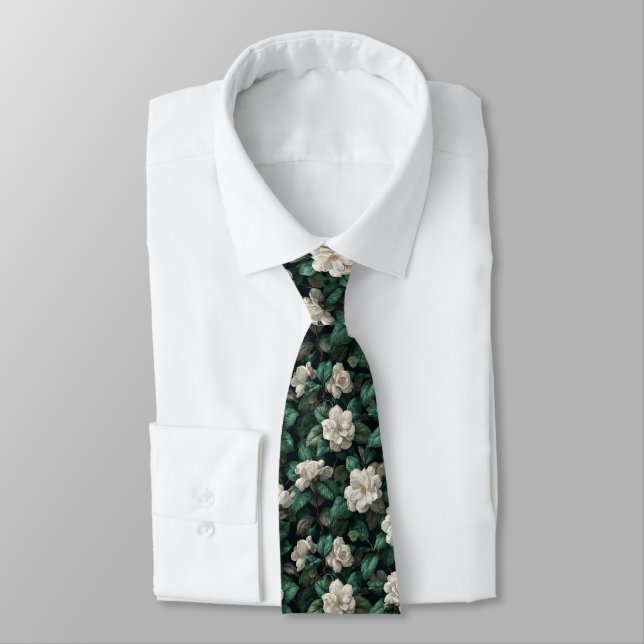 Corbata Regalo de Padrino Artístico Gardenias (Atado)