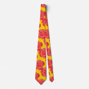 Corbata Regalo de patrón de flor de rosa floral naranja Fa
