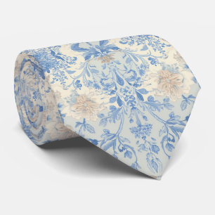 Corbata Regalo de Porcelana Floral Azul Claro para Padrino