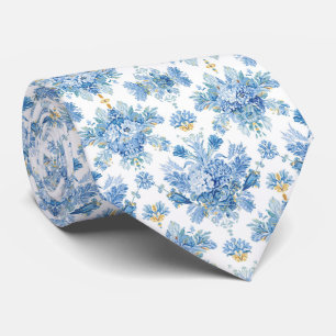 Corbata Regalo de Porcelana Floral Azul Claro para Padrino