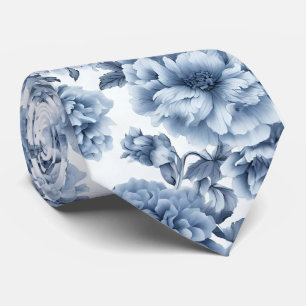 Corbata Regalo del Día del Padre de porcelana floral azul 