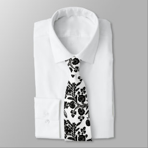 Corbata Regalo floral blanco y negro