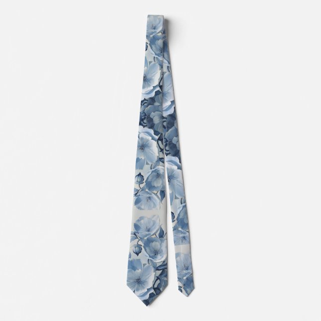 Corbata Regalo Groomsmen Boda floral de porcelana azul cla (Anverso)