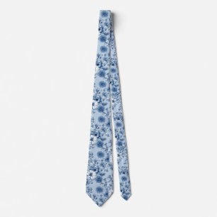Corbata Regalo Groomsmen Boda floral de porcelana azul cla