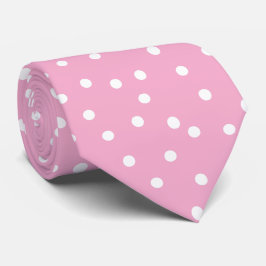 Corbata regalo moderno para el novio con lunares rosados y