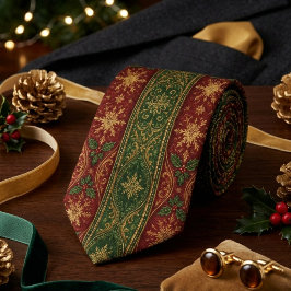 Corbata Regencia de Navidad en Burgundy y Verde Bo