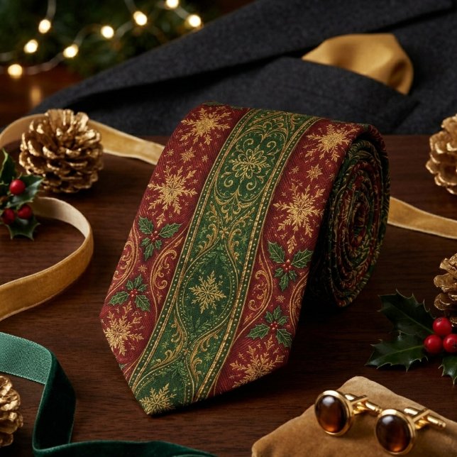 Corbata Regencia de Navidad en Burgundy y Verde Bo (Subido por el creador)
