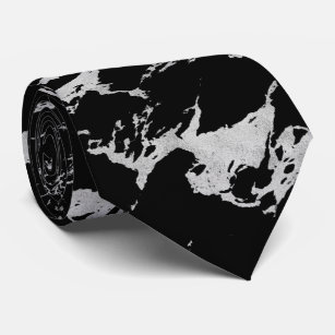 Corbata Relieve metalizado plateado de moda Mármol Negro C