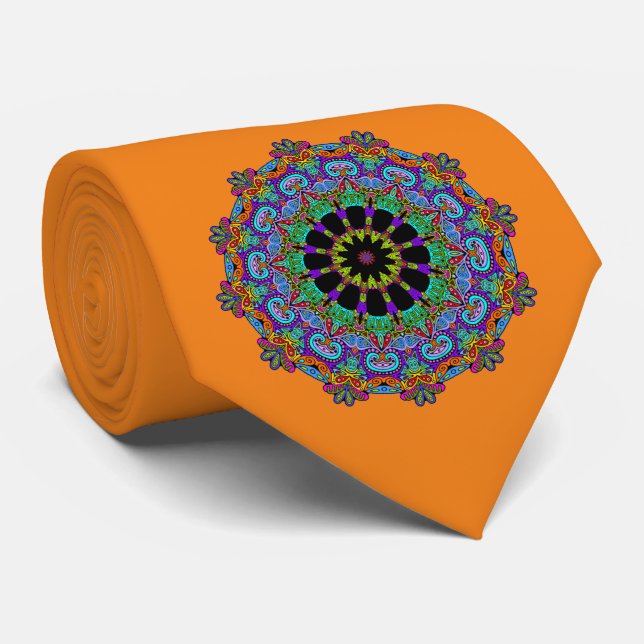 Corbata Reloj de Mandala Pintado a Mano 24 (Enrollado)