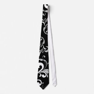 Corbata Remolino blanco y negro contemporáneo