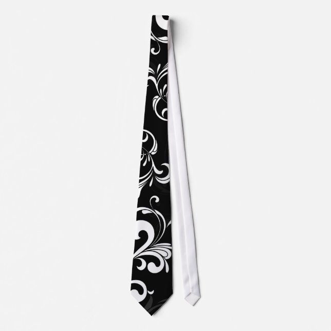 Corbata Remolino blanco y negro contemporáneo (Anverso)