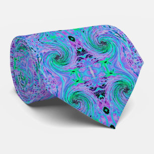 Corbata Remolino floral abstracto genial de verde lima y p