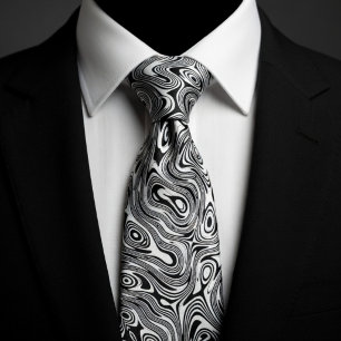 Corbata Remolino Hipnótico Blanco y Negro