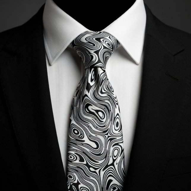 Corbata Remolino Hipnótico Blanco y Negro (Subido por el creador)