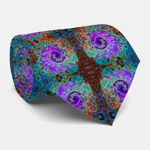 Corbata Remolino Líquido Abstracto Retro Groovy de Color P