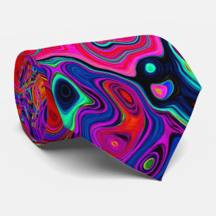 Corbata Remolino líquido retro abstracto rojo y morado alu