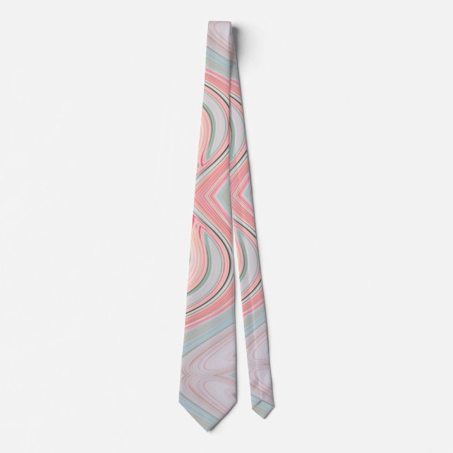 Corbata remolinos de mármol rosa coral menta pastel (Anverso)