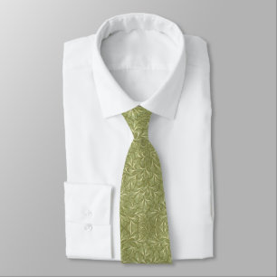 Corbata Remolinos florales verdes y blancos