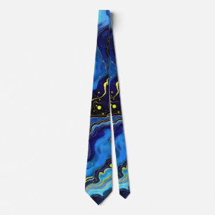 Corbata Remolinos Vibrantes de Azul y Oro 7