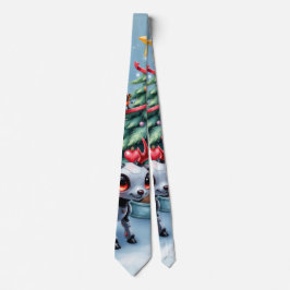 Corbata Reno ciberpunk lindo con árbol de Navidad