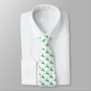 Corbata Reno Verde En Patrón Blanco