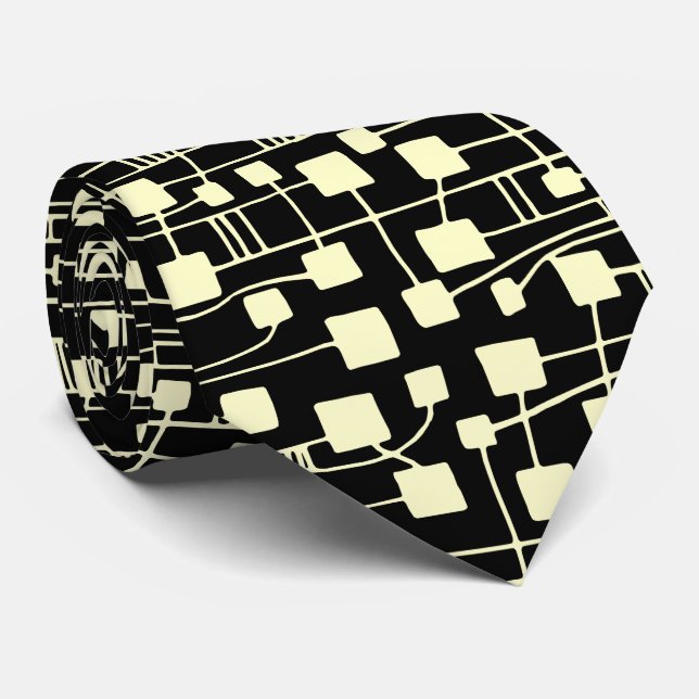 Corbata Resumen 111211 - Crema en negro (Enrollado)